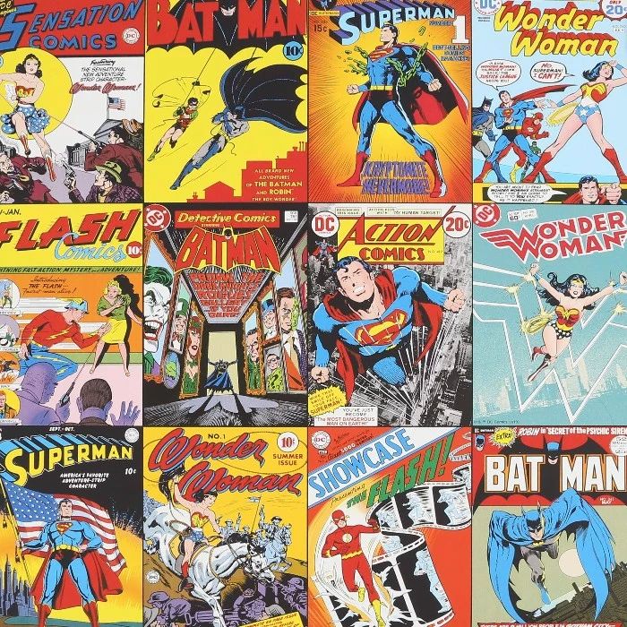 DC Comics Wall Mural - Vintage Comic Book Covers Wallpaper Mural