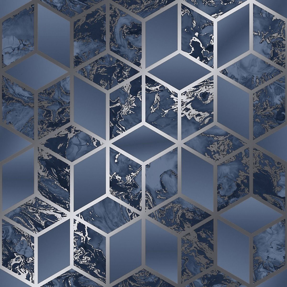 Navy blue and hotsell silver wallpaper