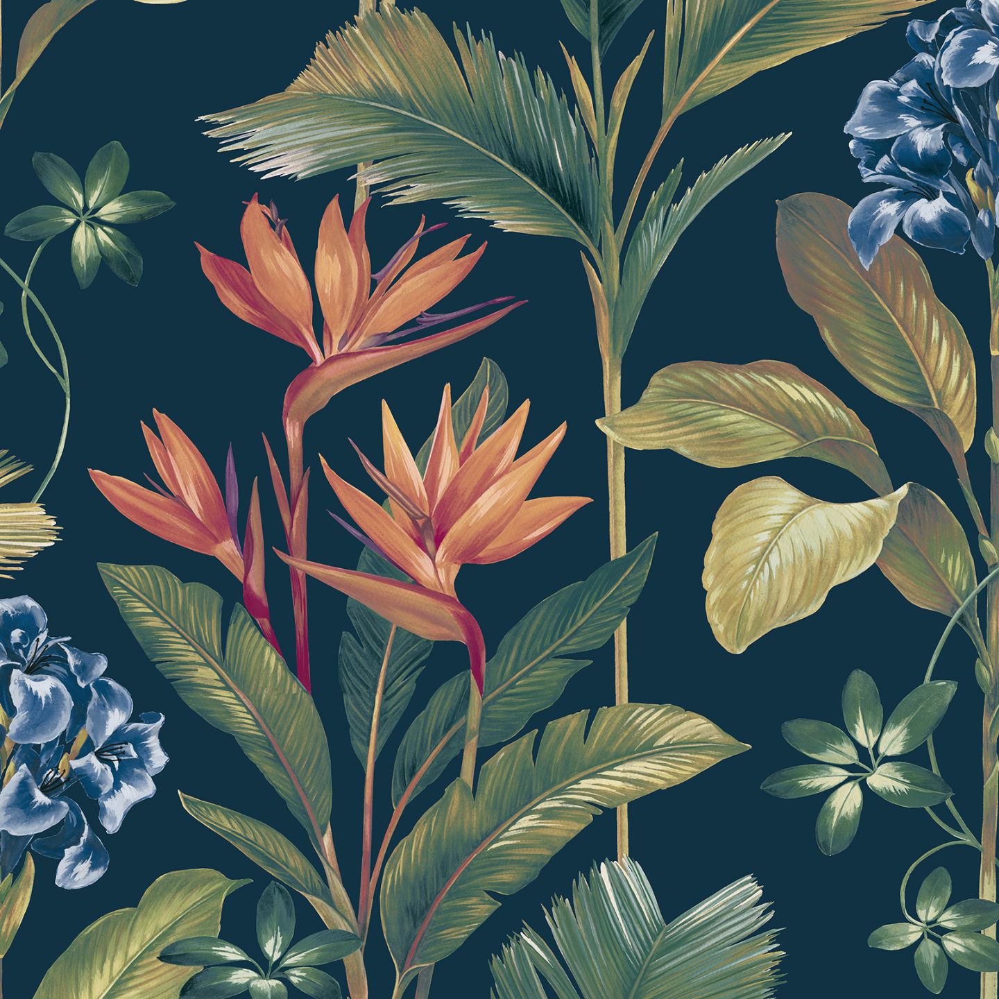 Navy floral deals wallpaper