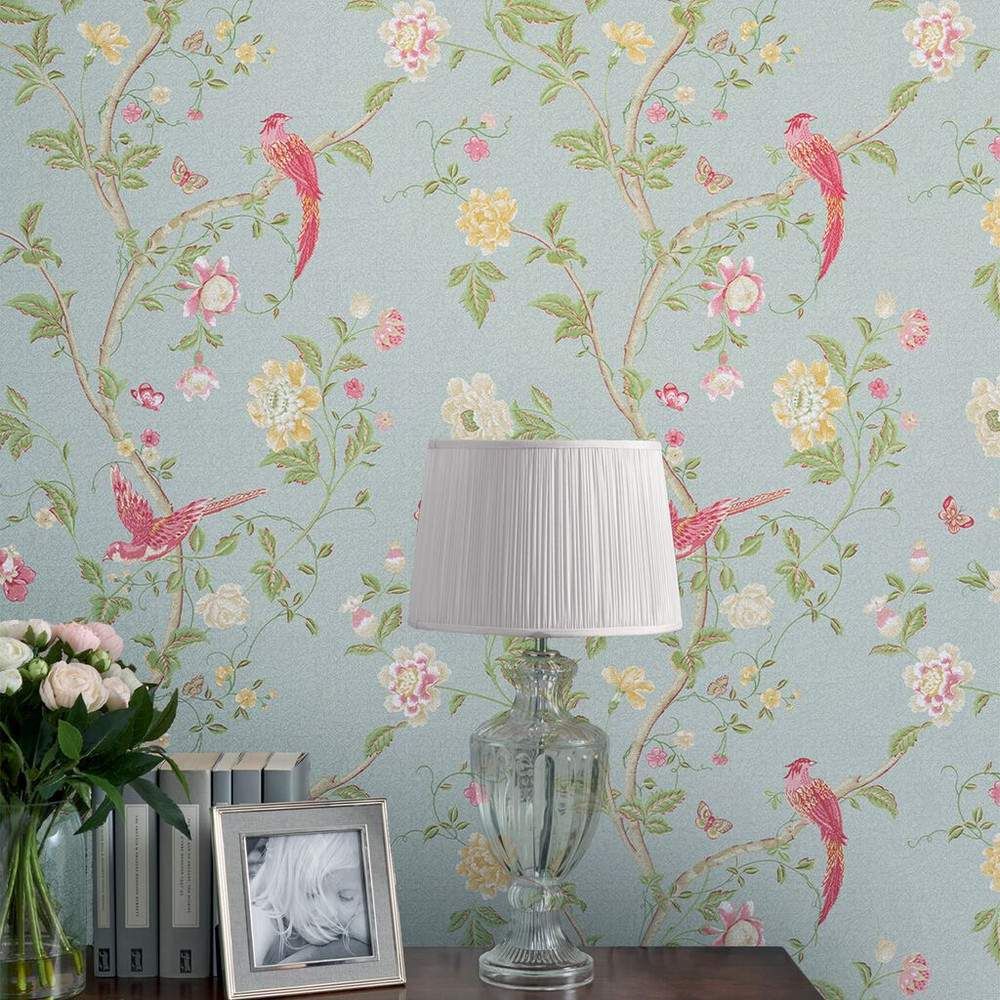 Summer Palace Birds Duck Egg Laura Ashley Wallpaper 113392 113392