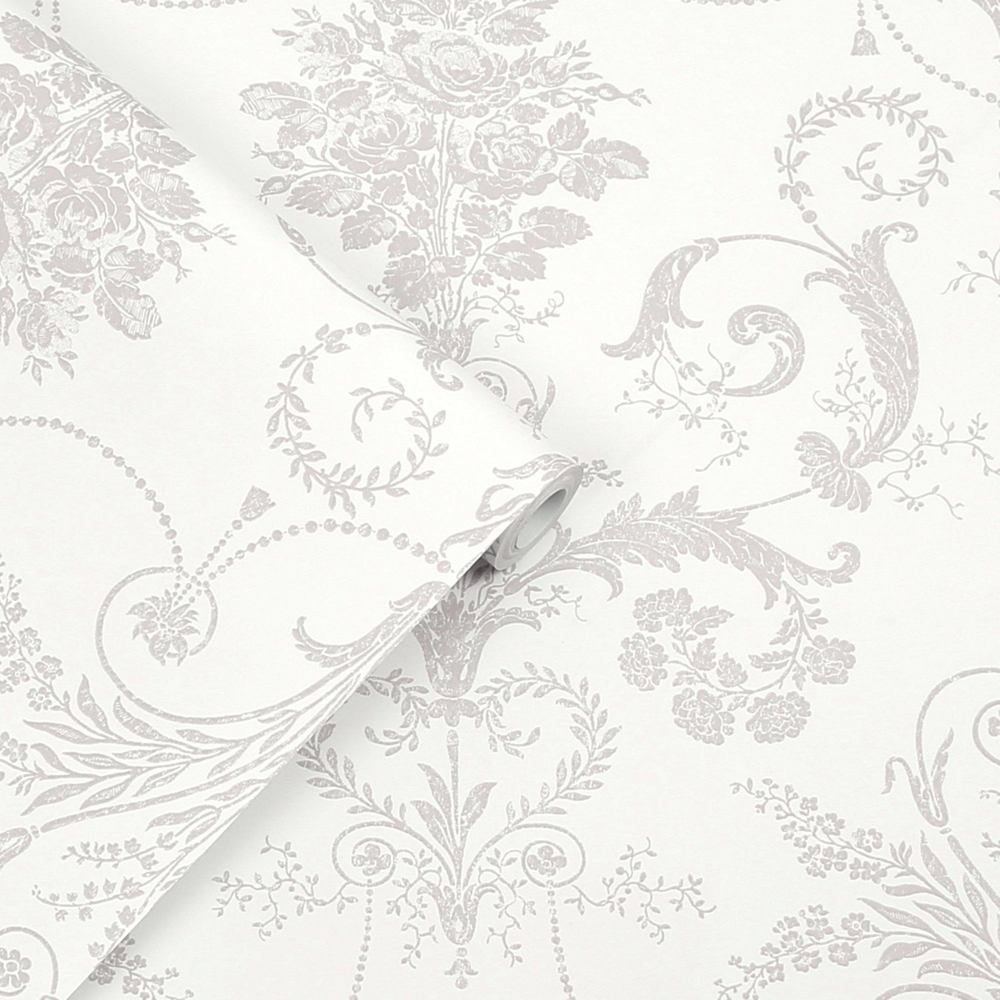Damask white clearance wallpaper