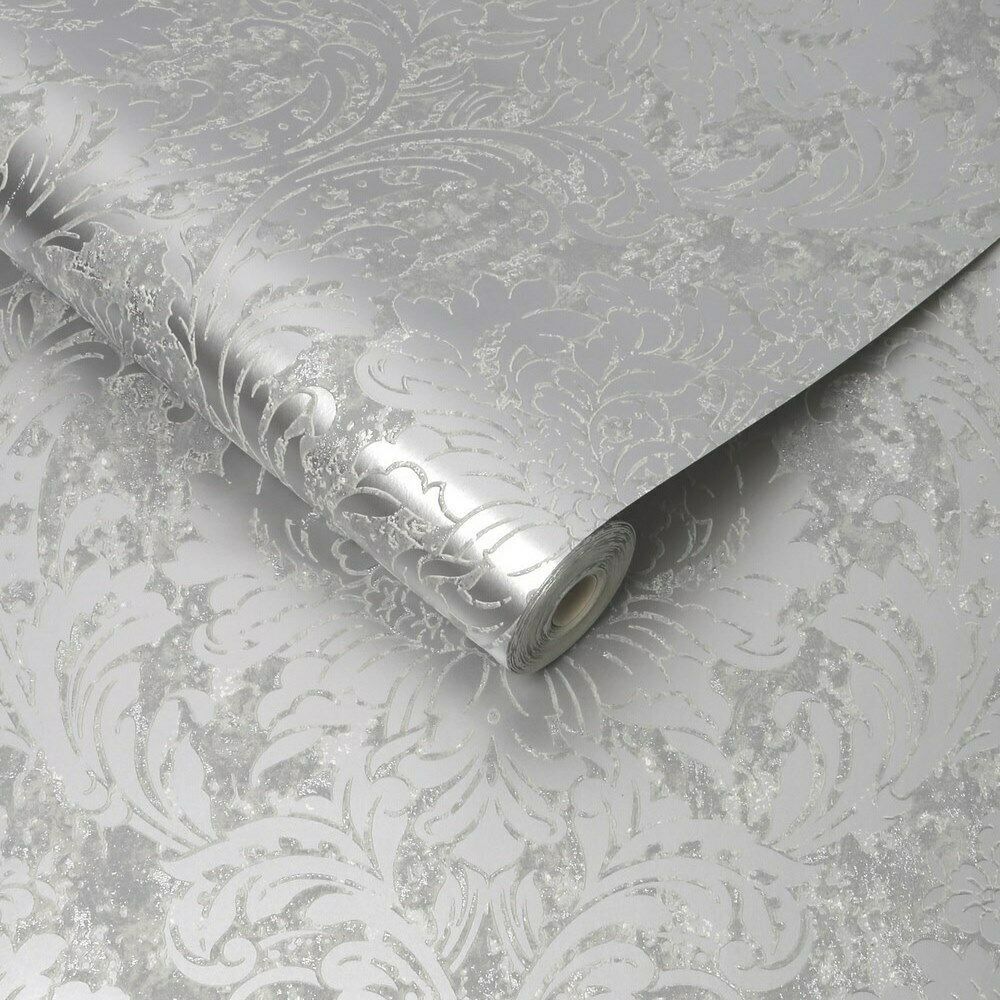 Milan Damask Silver Superfresco Wallpaper 106520 106520