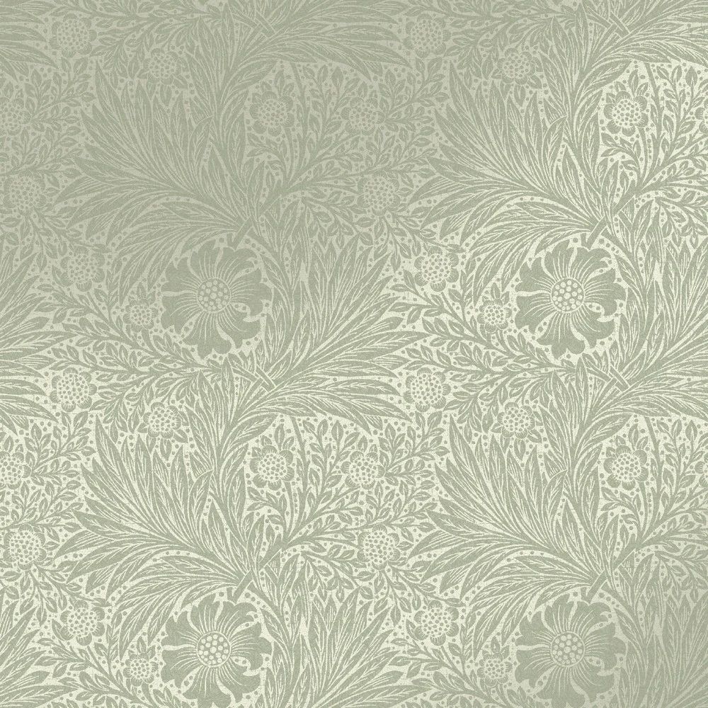 Marigold Fibrous Willow Leaves Sage Wallpaper by William Morris 124256