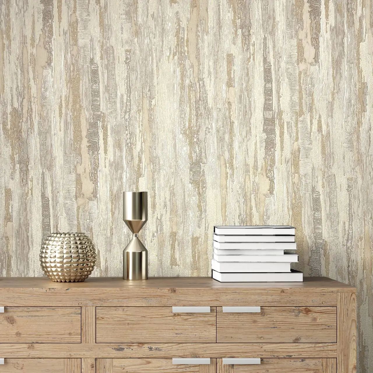 Gianni Textured Plain Natural Beige Vinyl Wallpaper M95698