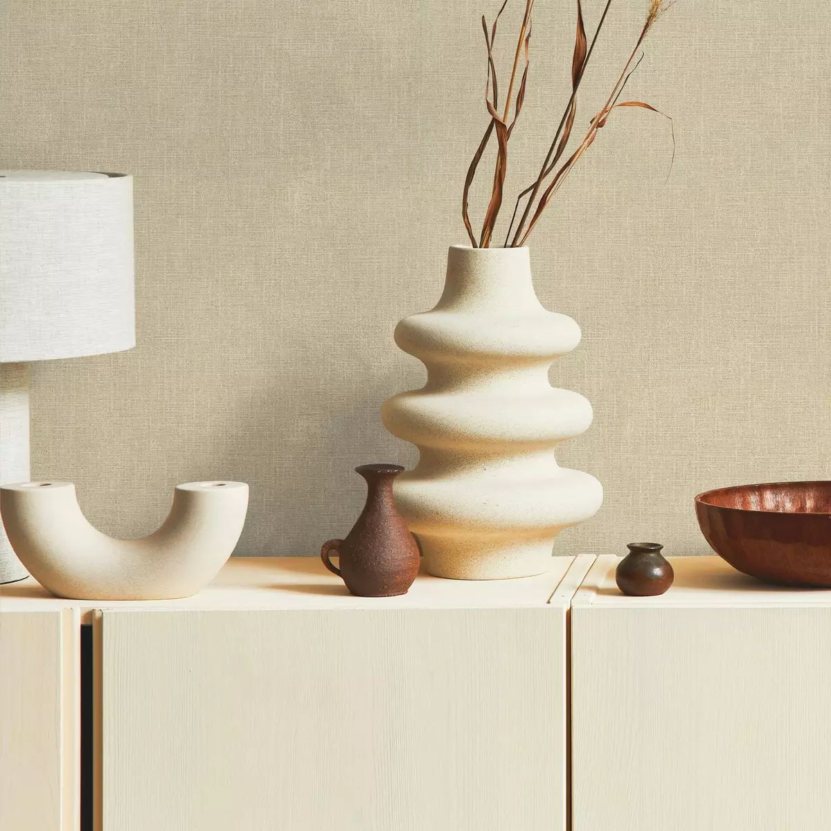 Boutique Loom Texture Taupe Vinyl Wallpaper 131234