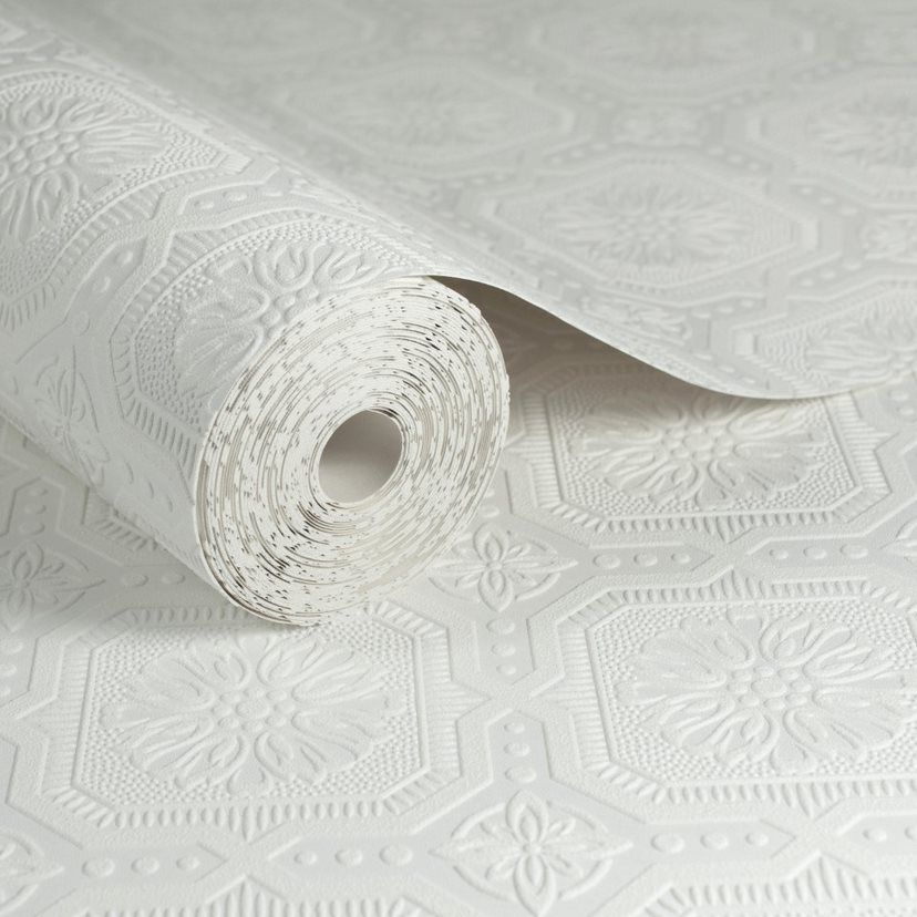 Small Squares Superfresco White Paintable Wallpaper 12011