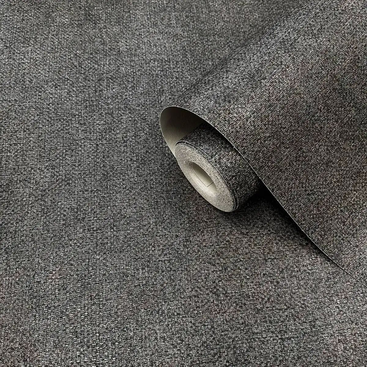 Luxe Mantella Dark Grey Shimmering Vinyl Textured Wallpaper 1853 Luxe Mantella Dark Grey Shimmering Vinyl Textured Wallpaper 1853