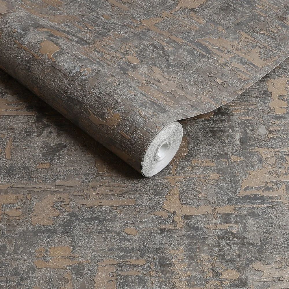 Ornamental Texture Steel & Gold Heavyweight Vinyl by Graham & Brown Boutique 128799
