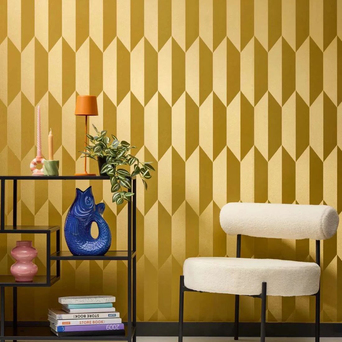 COSMOLiving Geometric Gold Textured Wallpaper 790866