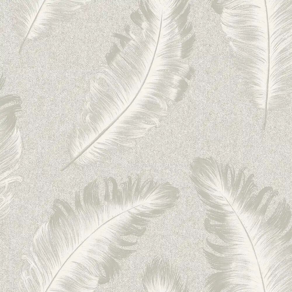 Ciara Feather Soft Silver Italian Vinyl Wallpaper 4400