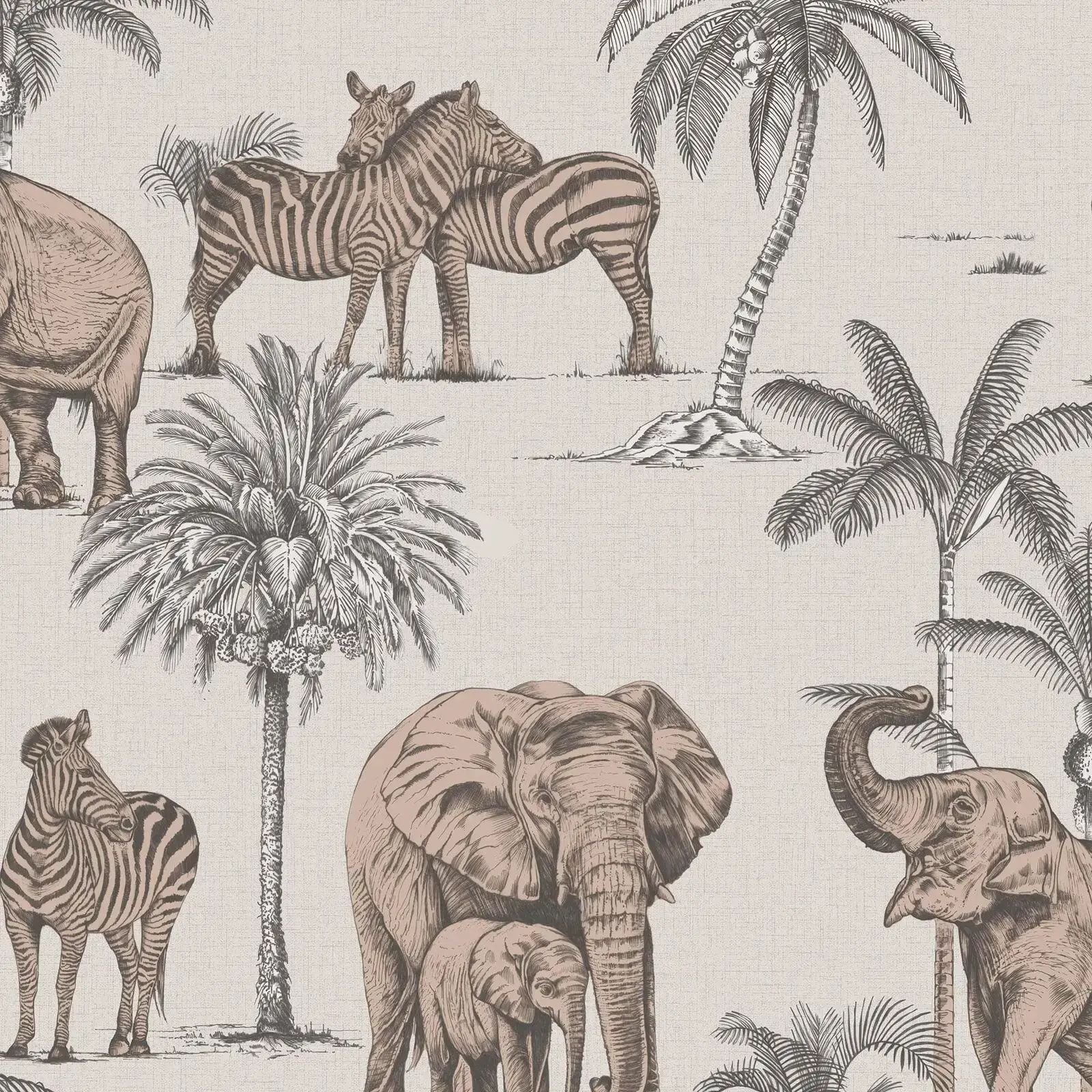 Fresco Kenya Safari Rose Gold Animal Wallpaper 119156