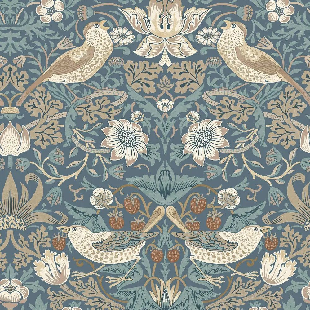Strawberry Thief Washed Blue Renowned 1883 Wallpaper by William Morris 140503 Strawberry Thief Washed Blue Renowned 1883 Wallpaper by William Morris 140503