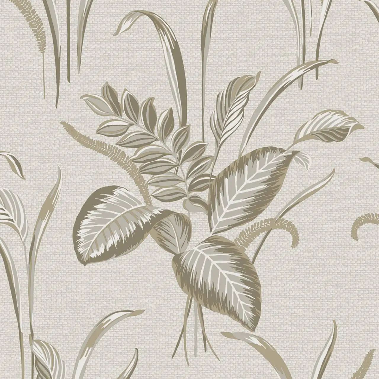 Palma Leaf Mocha & Champagne Vinyl Wallpaper 9009