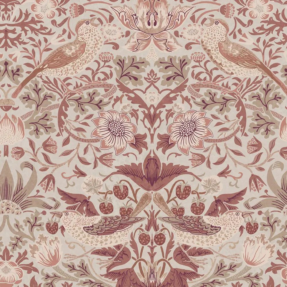 Strawberry Thief Sienna Renowned 1883 Wallpaper by William Morris 147084 Strawberry Thief Sienna Renowned 1883 Wallpaper by William Morris 147084