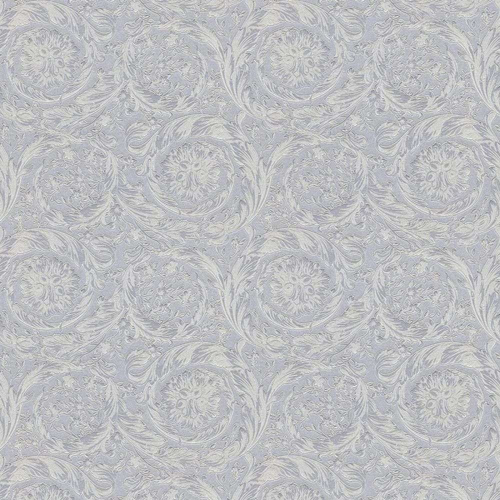 Oriental Barocco Metallic Silver Luxury Vinyl Wallpaper 366924