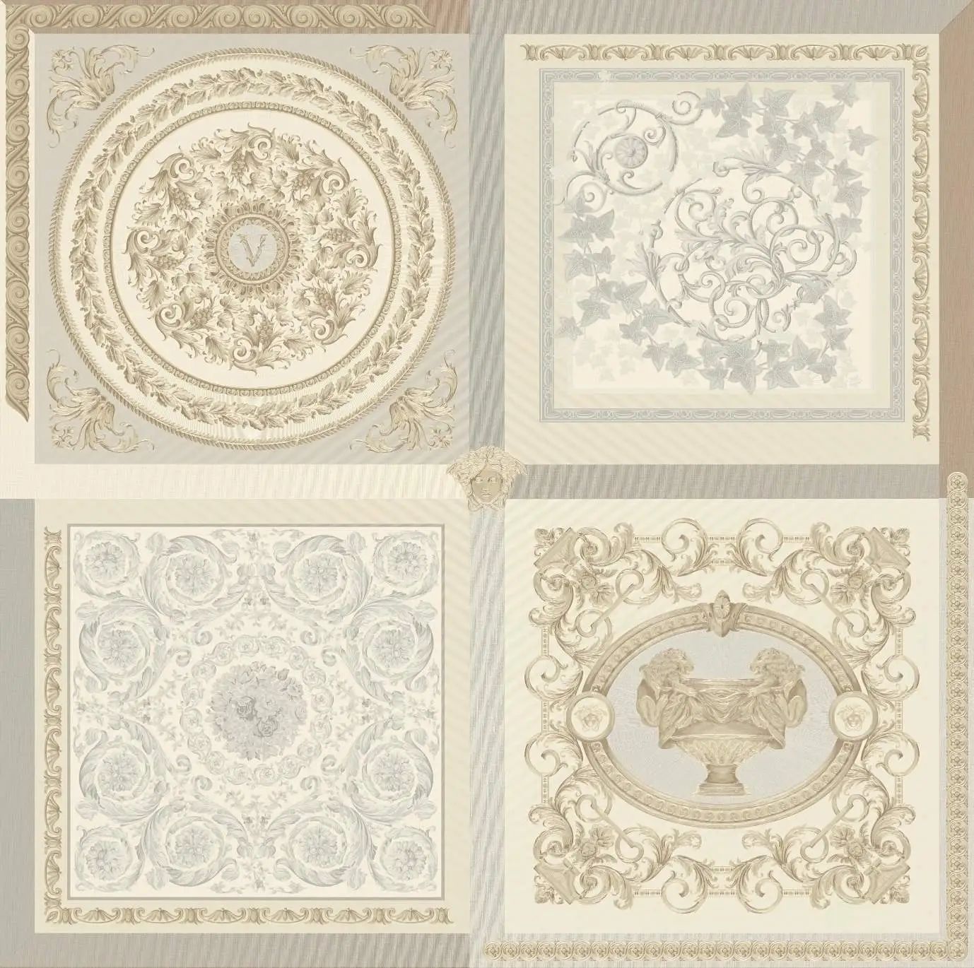 Decoupage Tile Natural Wallpaper Luxury Vinyl Wallpaper 387042