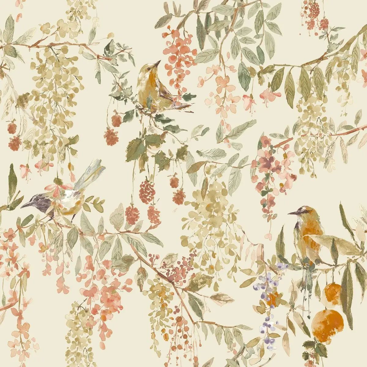 Blackberry Trail Cream Wallpaper A79301 by Grandeco