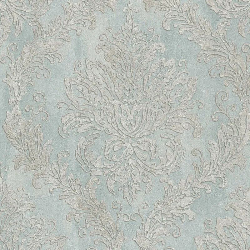 Grand Palace Blue & Grey Damask Vinyl Wallpaper 79049-3
