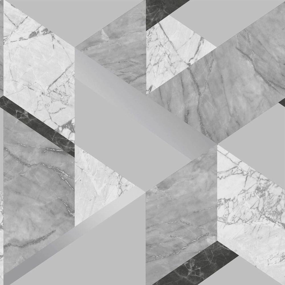 Marblesque Grey Metallic Geometric Wallpaper FD42302
