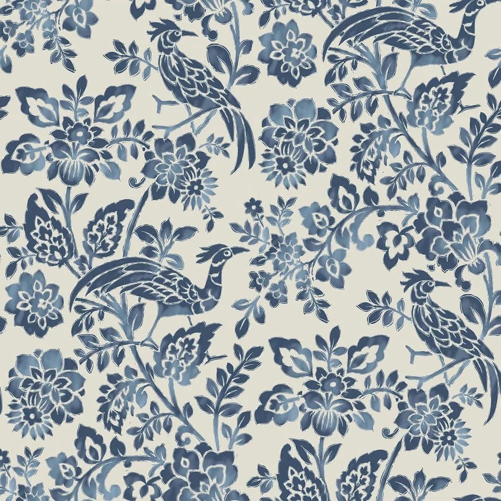 Adain Palace Majestic Birds Dark Seaspray Blue Laura Ashley Wallpaper 121067