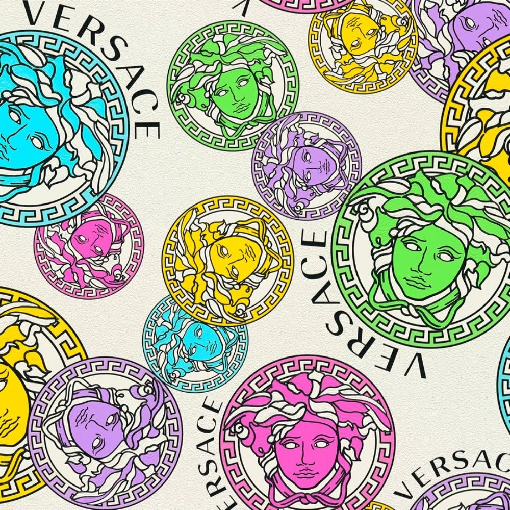 Medusa Heads Multicolour Luxury Vinyl Wallpaper 386101