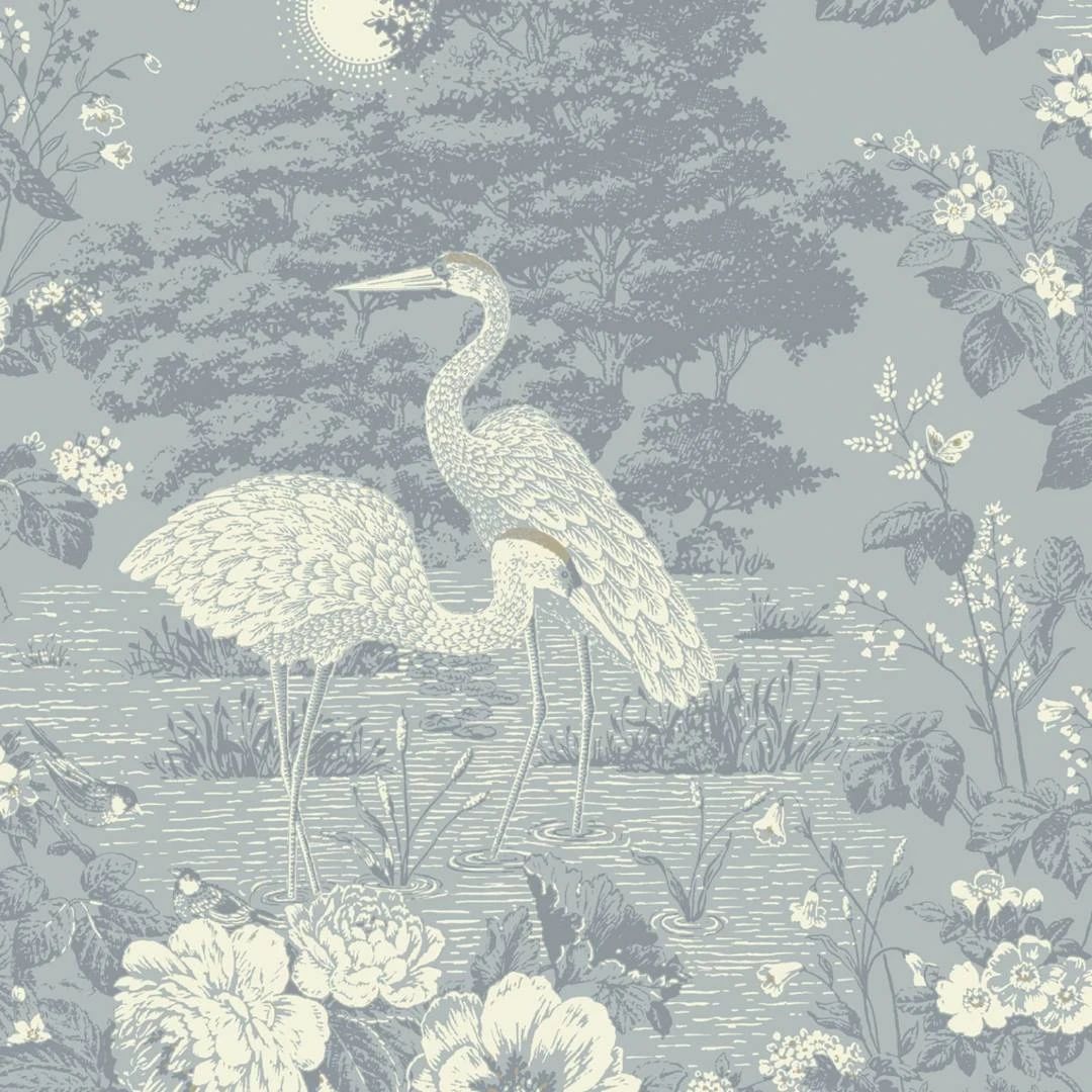 Izumi Japanese Elegant Cranes Blue Wallpaper 741