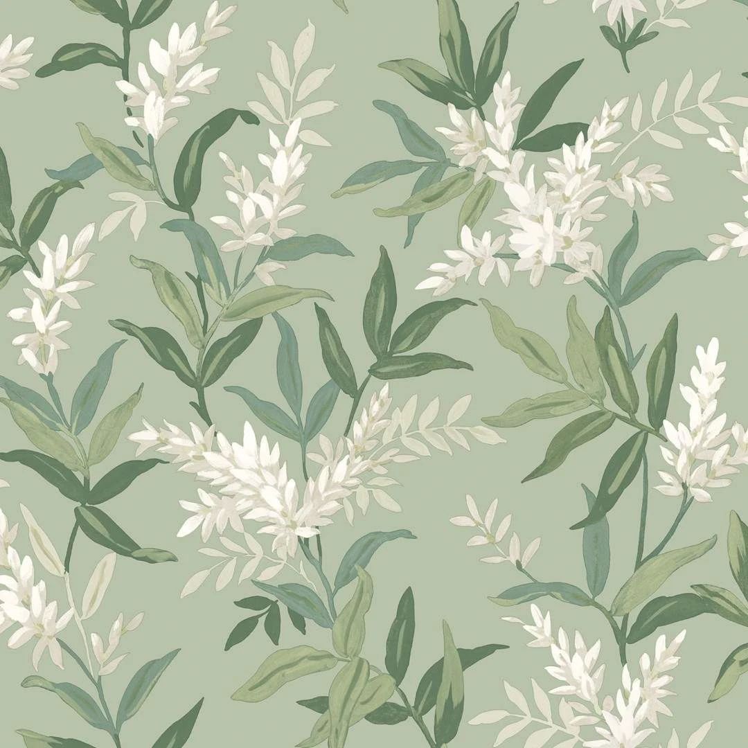 Olivia Floral Sage Green Country Wallpaper 5907