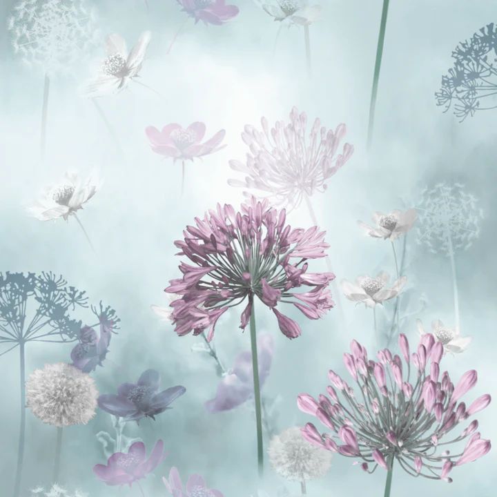 Spring Meadow Duck Egg Dandelion Clocks Wallpaper 697400