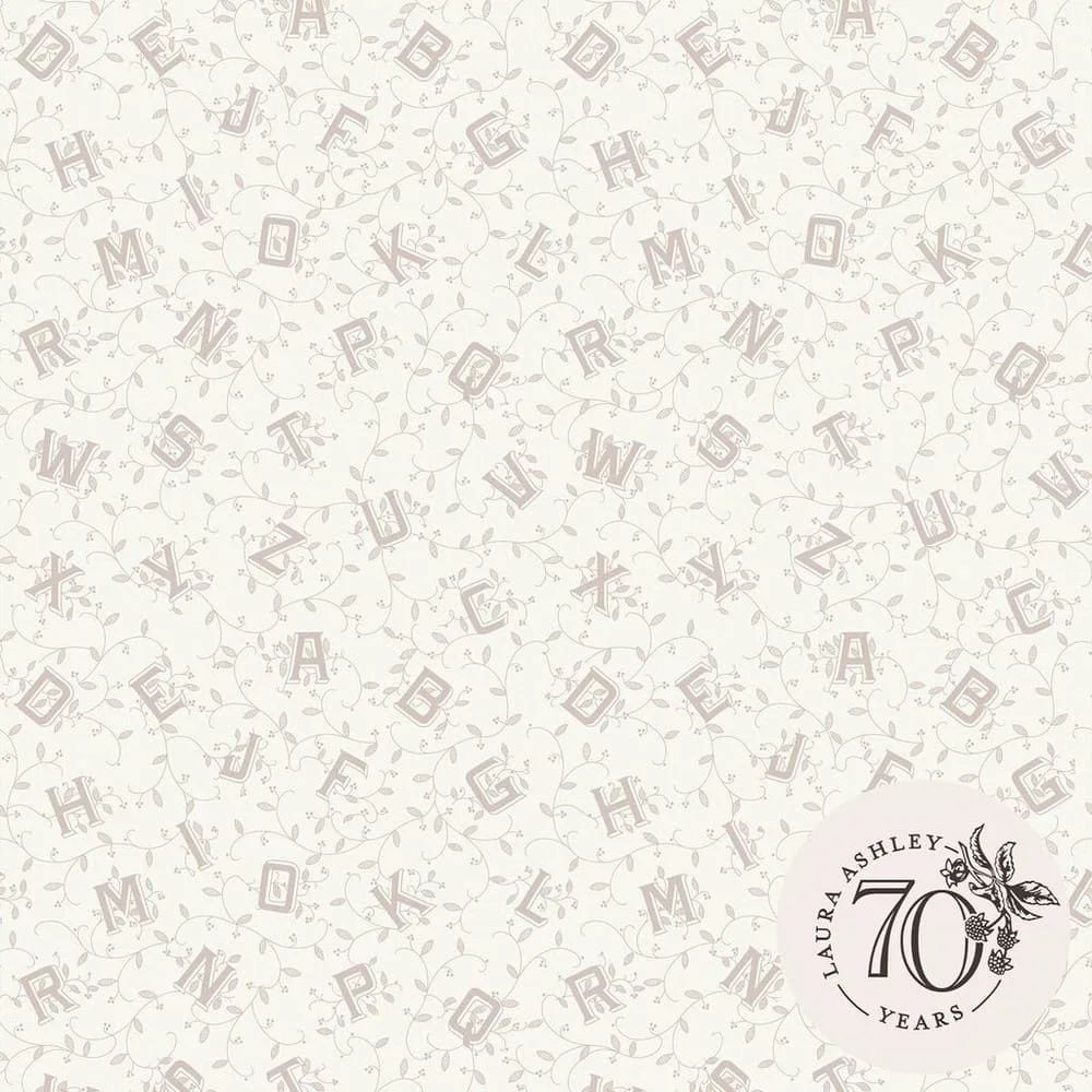 Alphabet Trailing Stems & Sprouting Berries Dove Grey Laura Ashley Wallpaper 119862