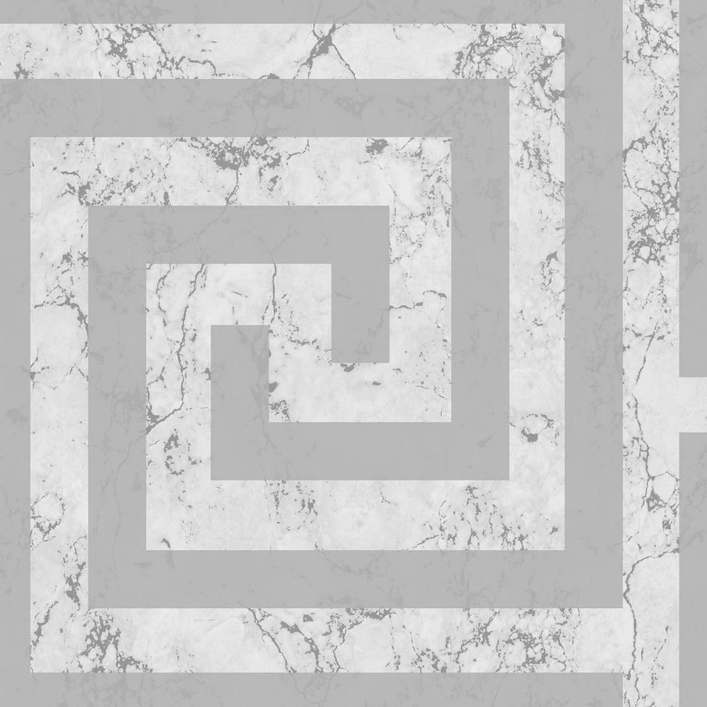 Athena Greek Light Grey/White & Metallic Silver Marble Wallpaper 4020