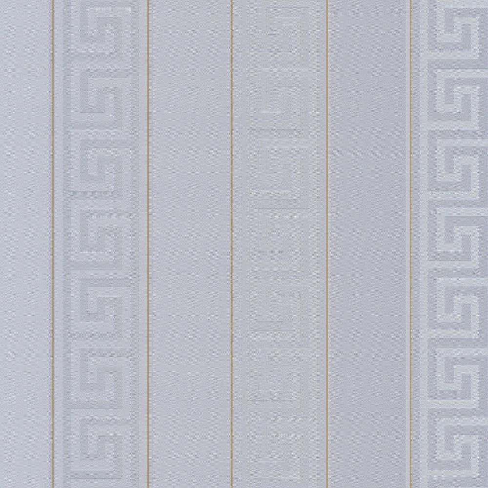 Greca Stripe Silver & Gold Luxury Vinyl Wallpaper 935245