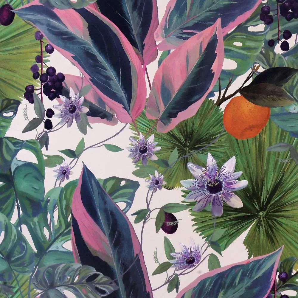 Passion Flower White Painterly Floral Wallpaper 921704