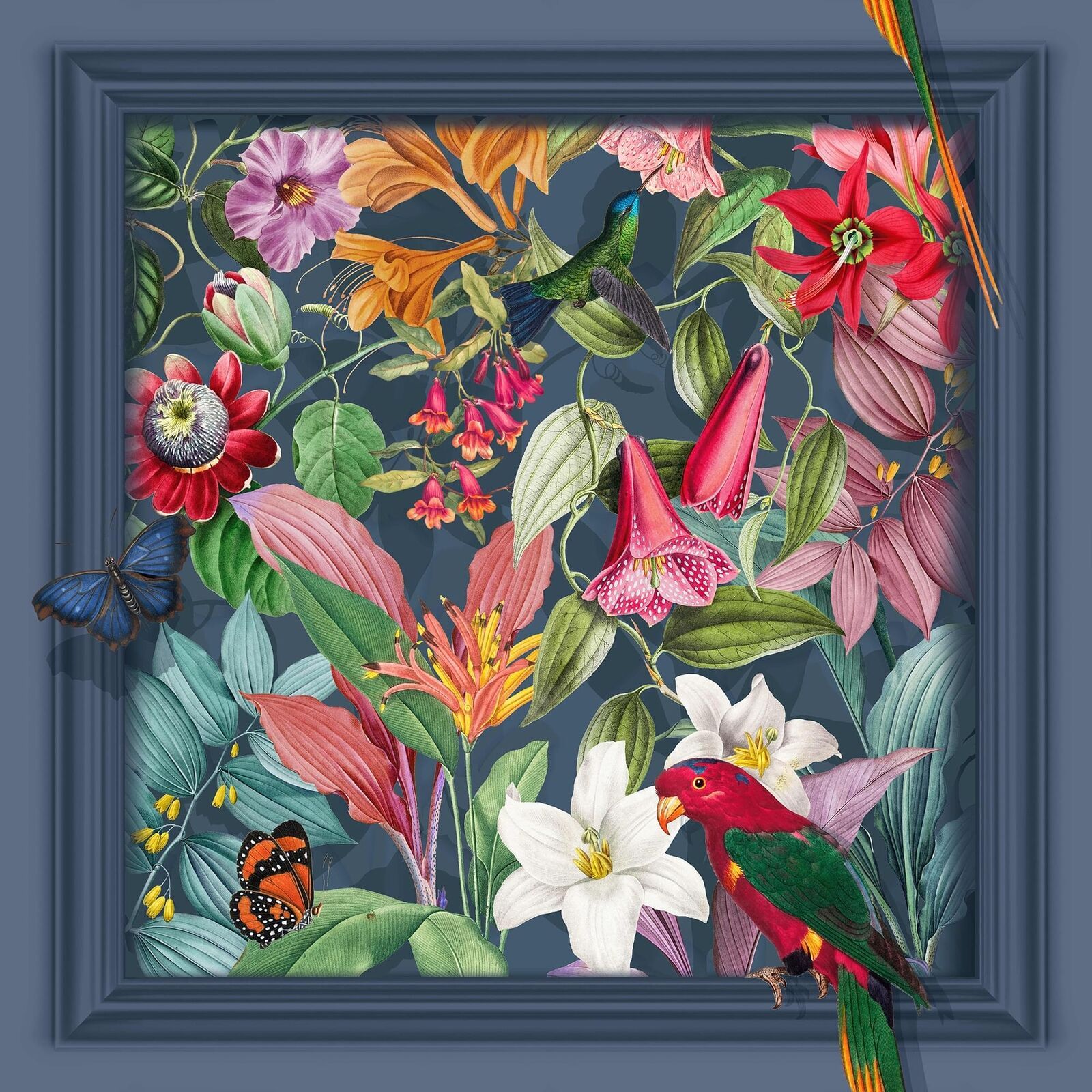 Fresco Tropical Paradise Panel Blue Wallpaper 119154