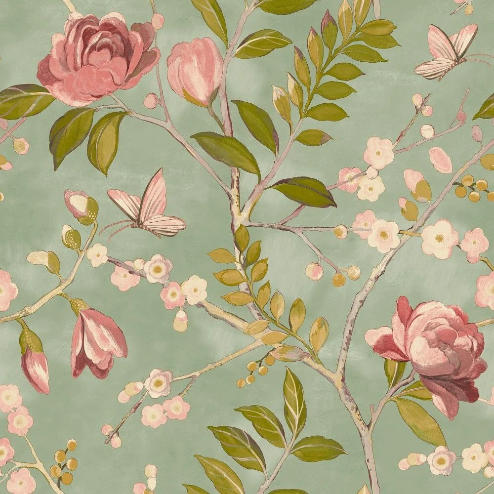 Lola Fruits Green Chic Floral Wallpaper A68803 Lola Fruits Green Chic Floral Wallpaper A68803