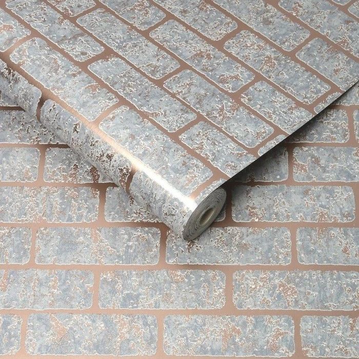 Milan Brick Superfresco Rose Gold Wallpaper 106522