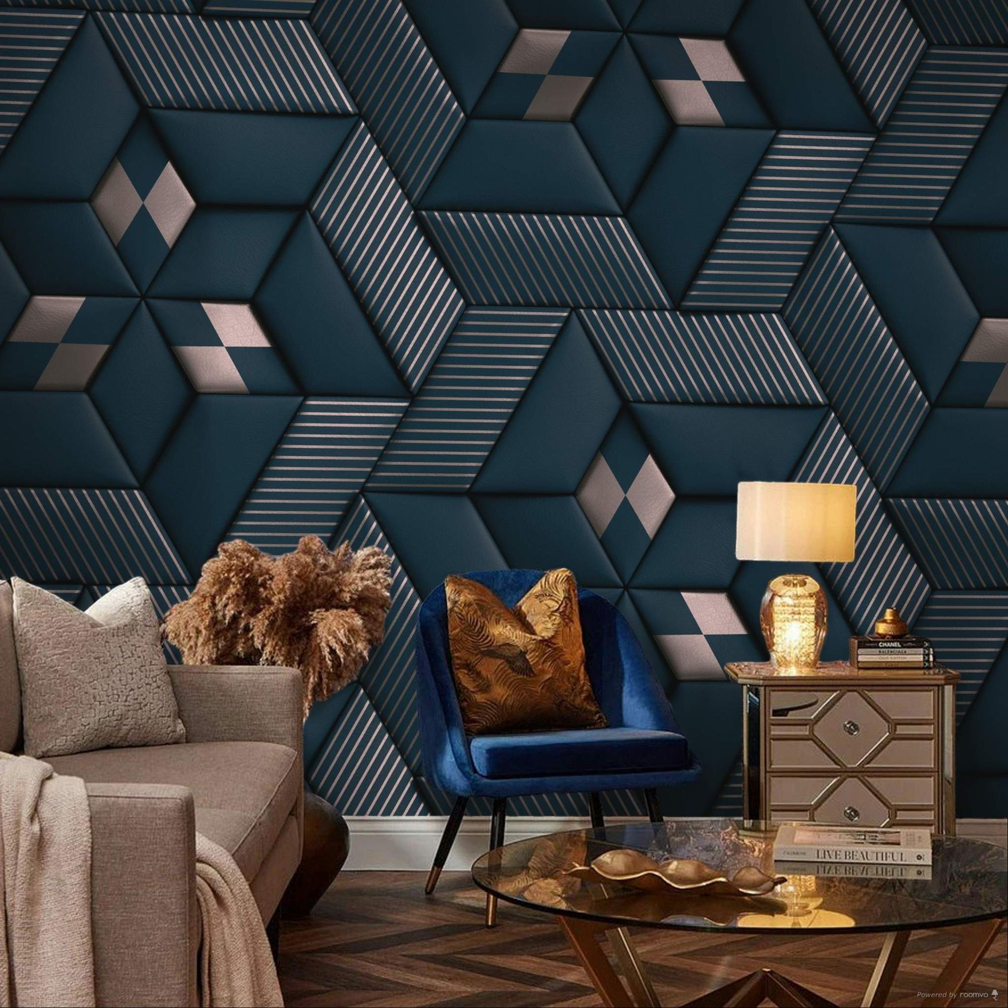 Navy and rose gold wallpaper discount