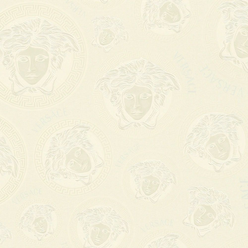 Medusa Heads White Luxury Vinyl Wallpaper 386116