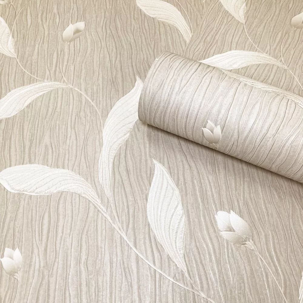Tiffany Trail Beige Luxury Italian Vinyl Wallpaper 41337