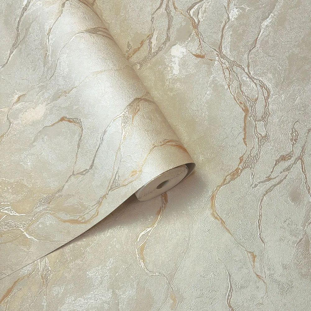 Pandora Marble Champagne Italian Vinyl Wallpaper 400105