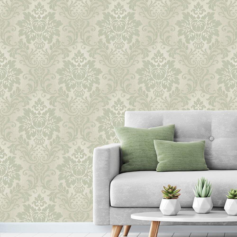 Royal Fabric Damask Sage Wallpaper A10910 Royal Fabric Damask Sage Wallpaper A10910