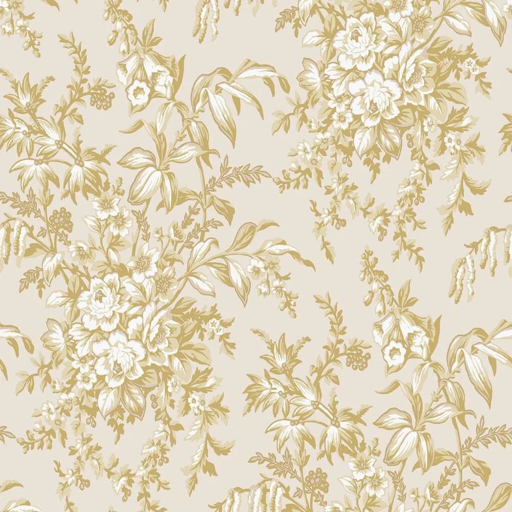 Picardie Antique Textile Quilt Pale Gold Laura Ashley Archive Wallpaper 114900