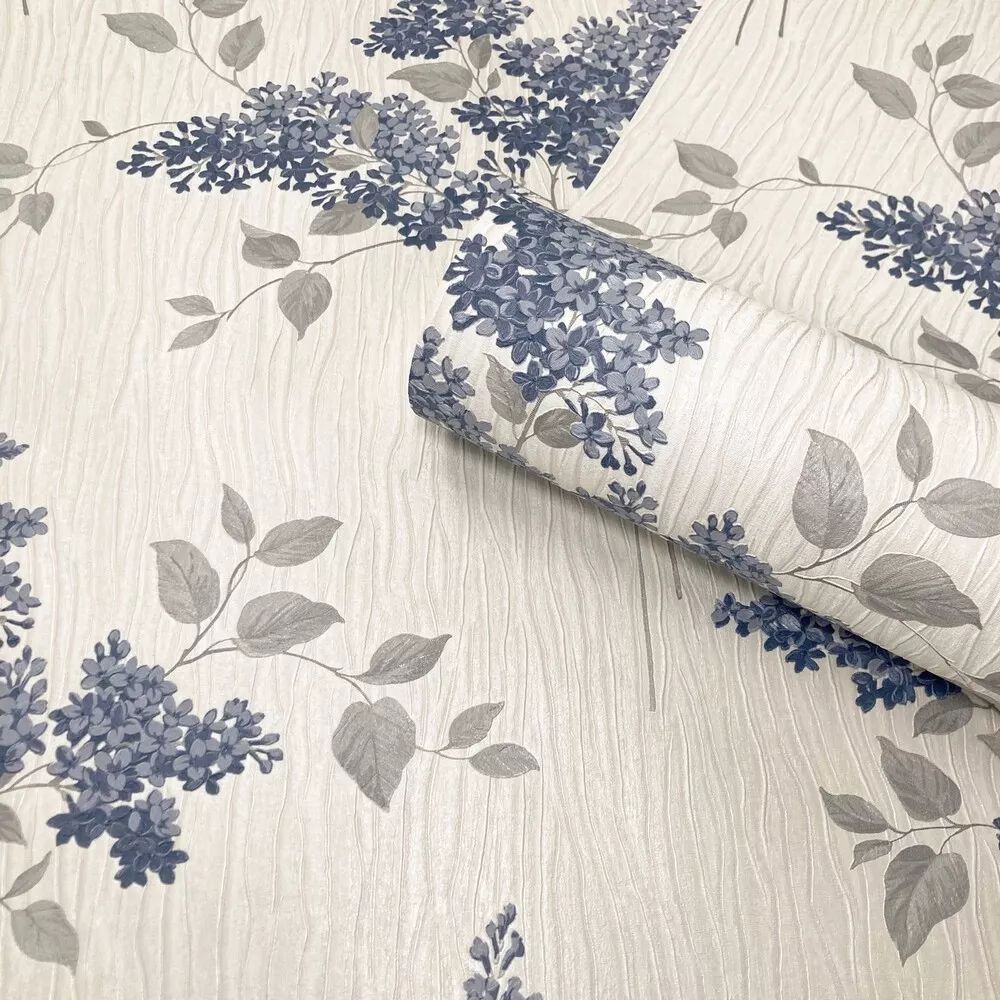 Tiffany Fiore Navy Luxury Italian Vinyl Wallpaper 41339