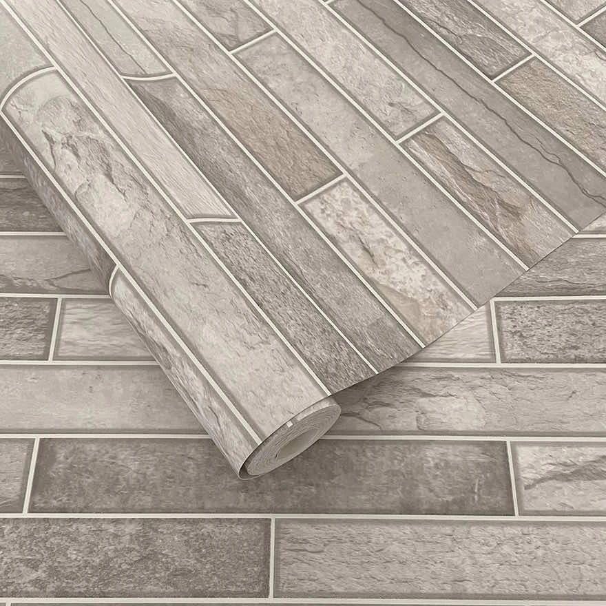 Talara Tile Beige Kitchen & Bathroom Vinyl Wallpaper 89411 Talara Tile Beige Kitchen & Bathroom Vinyl Wallpaper 89411