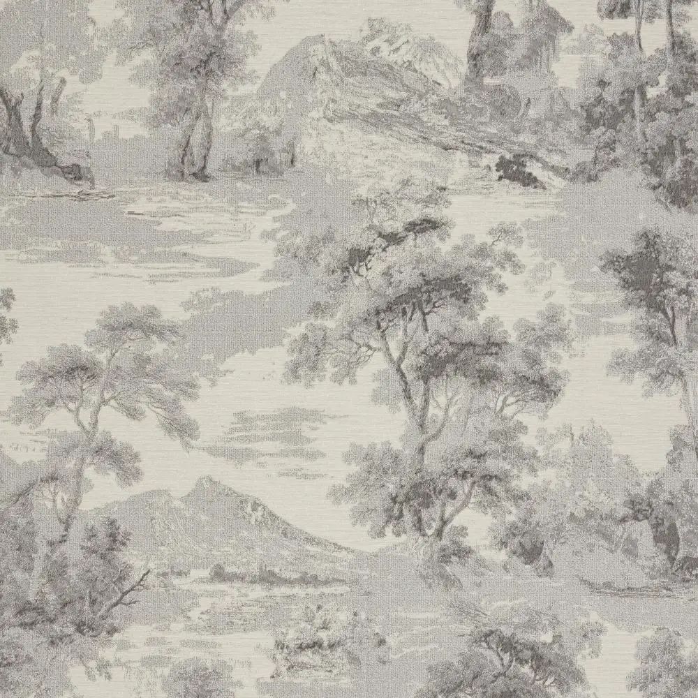 Shibui Whimsical Forest Trees & Mountain Wallpaper Shadow Grey 143030