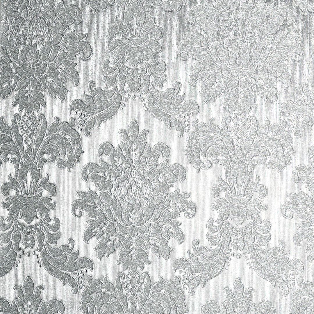 Opulence Silver Damask Metallic Wallpaper 297005