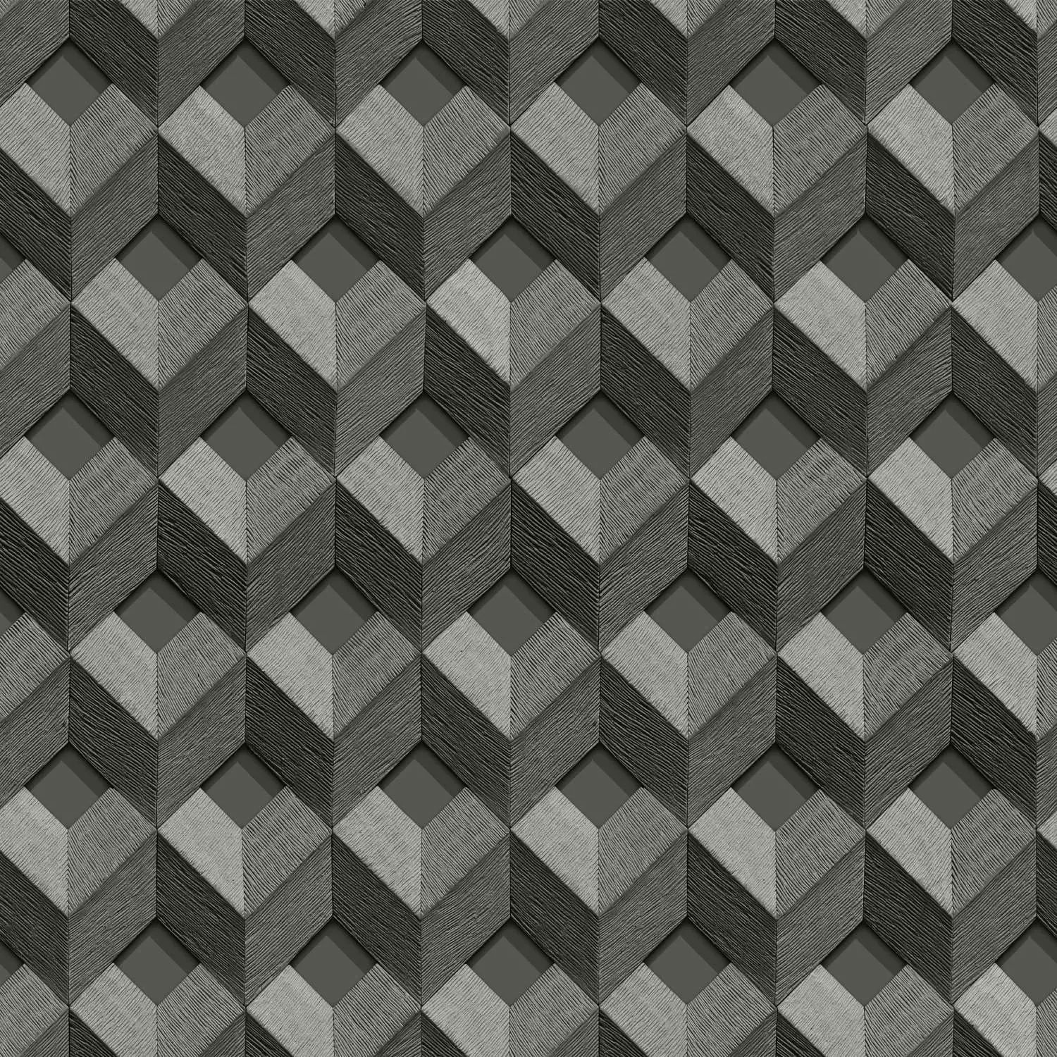 Embellish 3D Cube Black Vinyl Wallpaper DE120133