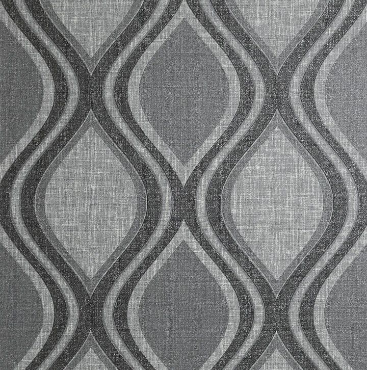 Curve Charcoal Geometric Vinyl Wallpaper 295100