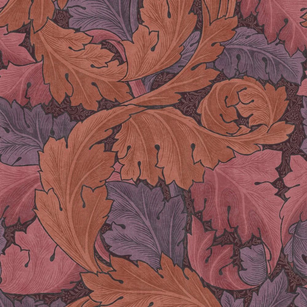 Acanthus Curling leaves Plum Wallpaper by William Morris 124223