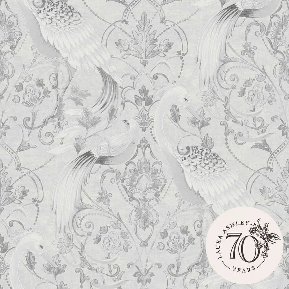 Tregaron Romantic Damask Silver French Classic Laura Ashley Wallpaper 119868