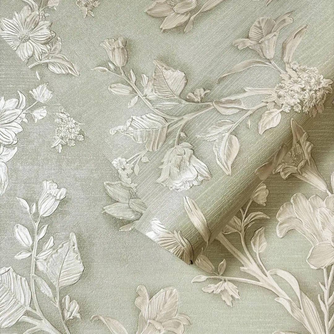Angelina Floral Sage Green Vinyl Wallpaper 400921 Angelina Floral Sage Green Vinyl Wallpaper 400921